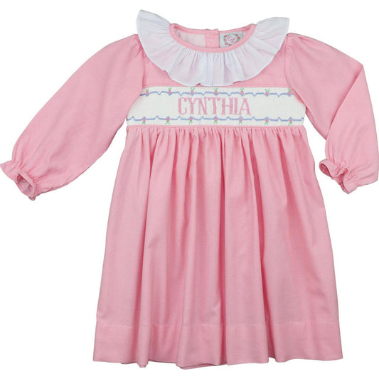 Pink Corduroy Custom Smocked Dress