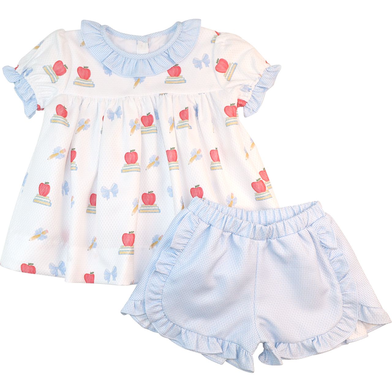 Blue And White Honeycomb Back To School Short Set