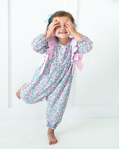 Pink And Blue Floral Bow Long Bubble