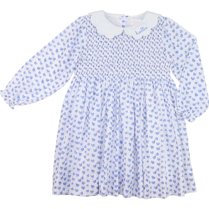 Blue Smocked Hearts Dress