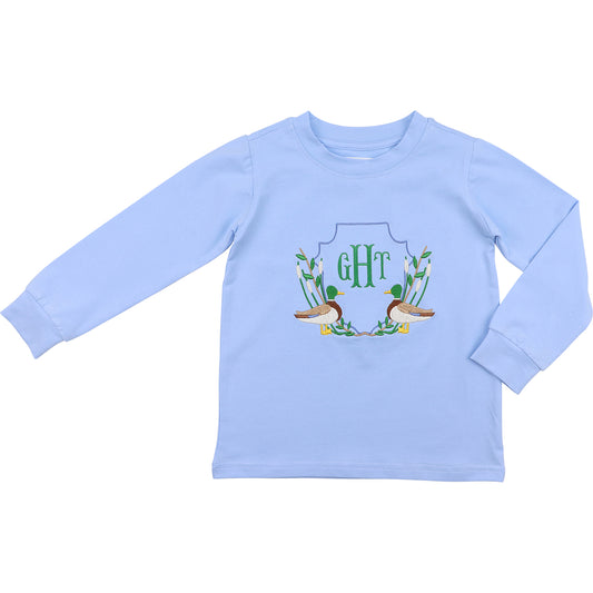 Blue Knit Embroidered Mallards Shirt