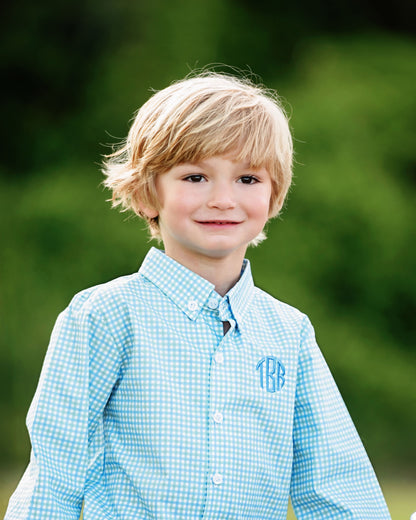 Blue And Green Windowpane Button Down Shirt