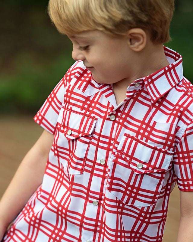 Red Plaid Pearl Snap Shirt