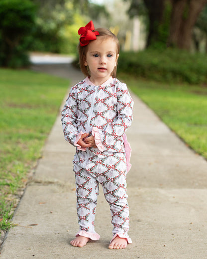 Pink Knit Christmas Ballerina Zipper Pajamas