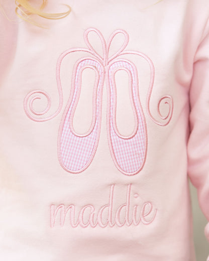 Pink Applique Ballerina Sweatshirt