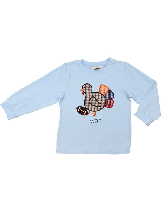 Blue Knit Turkey And Football Shirt