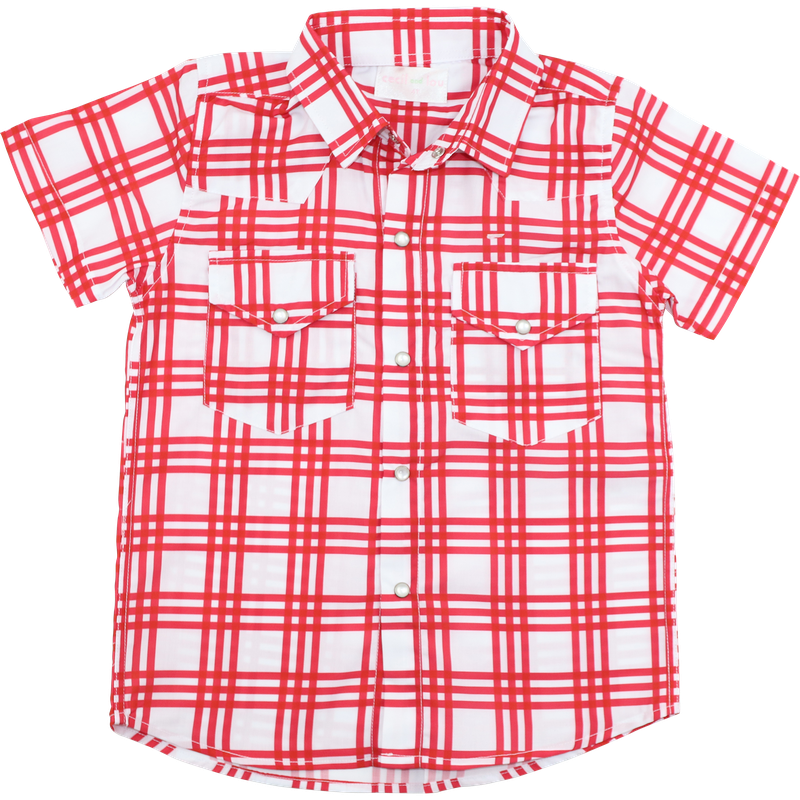 Red Plaid Pearl Snap Shirt