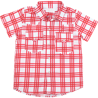 Red Plaid Pearl Snap Shirt