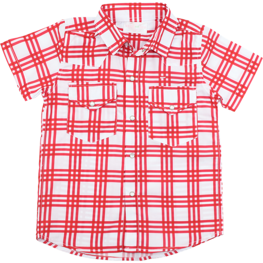 Red Plaid Pearl Snap Shirt