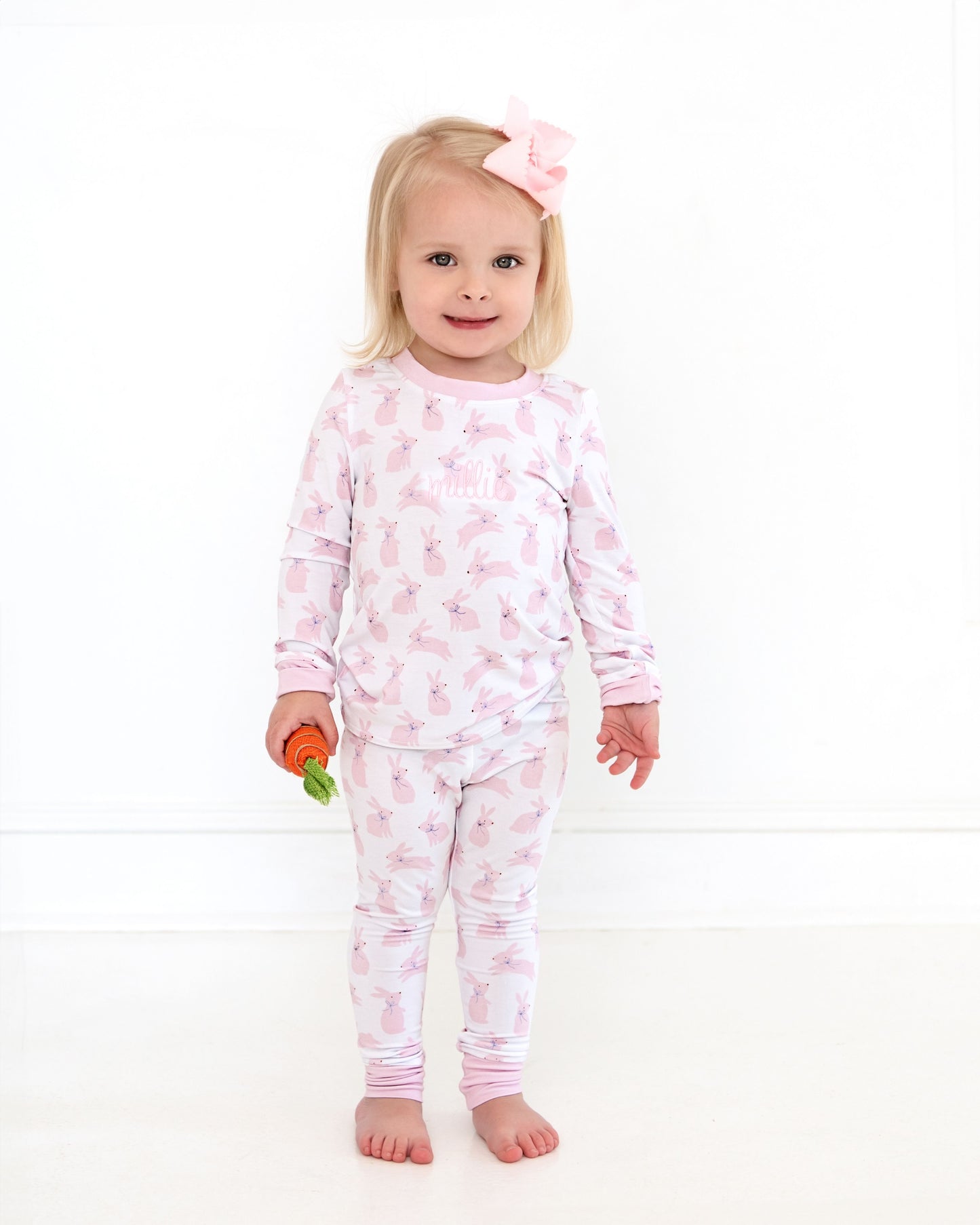 Pink Bunnies Bamboo Knit Pajamas