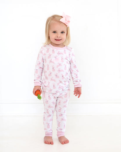 Pink Bunnies Bamboo Knit Pajamas