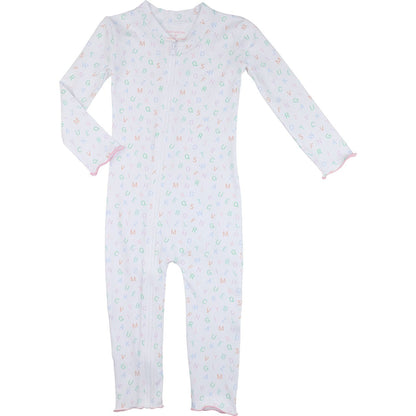Pink Pastel Alphabet Knit Zipper Pajamas