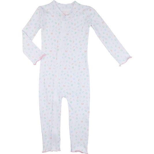 Pink Pastel Alphabet Knit Zipper Pajamas