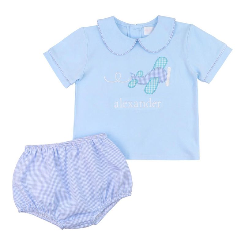 Applique Airplane Diaper Set