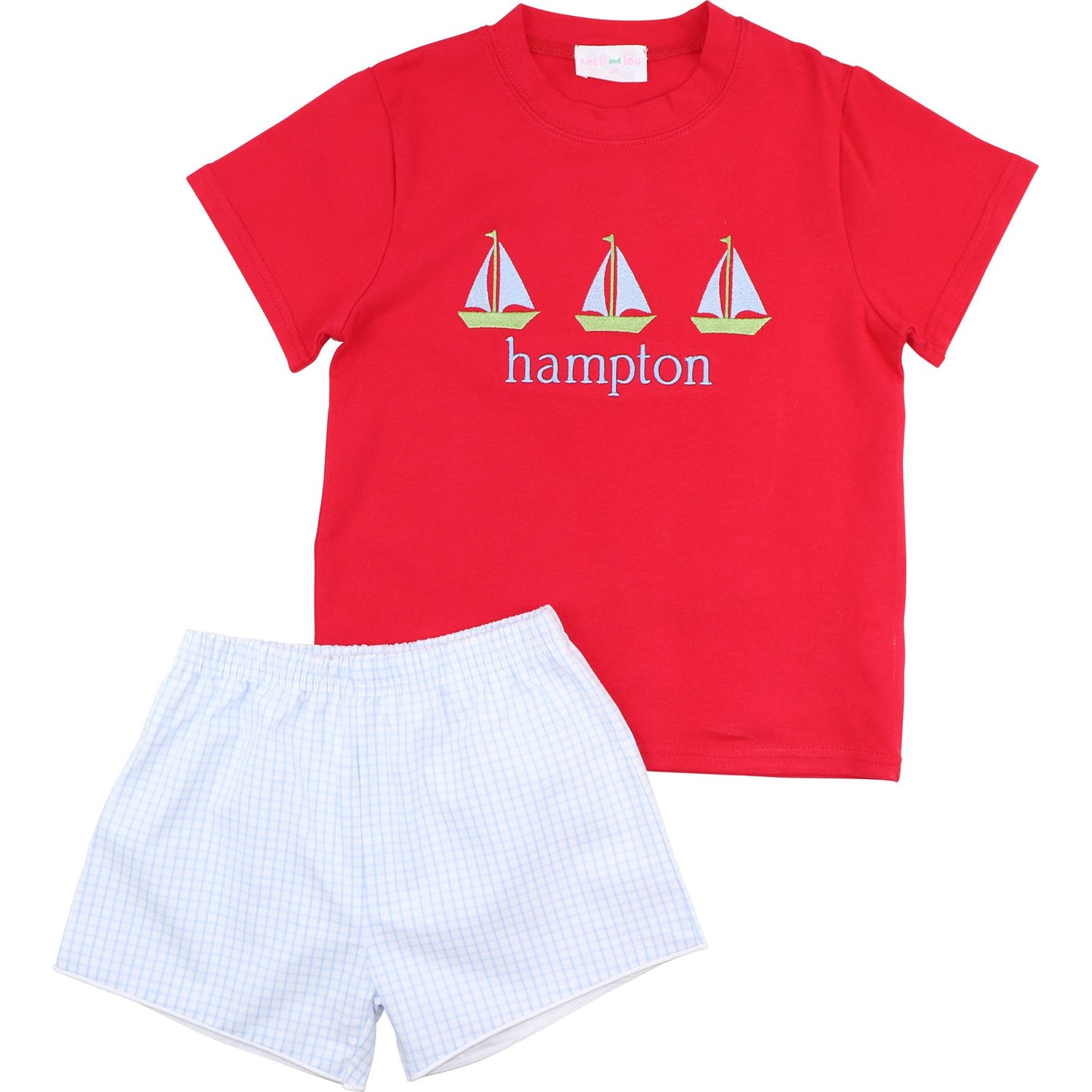 Applique Sailboats Short Set