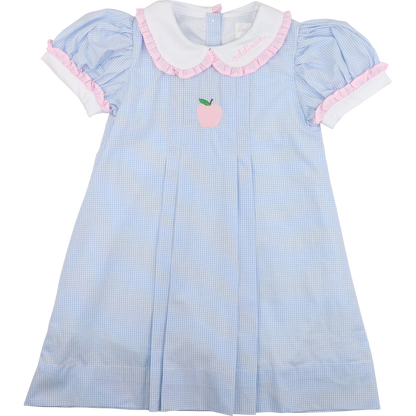 Blue And Pink Embroidered Apple Dress