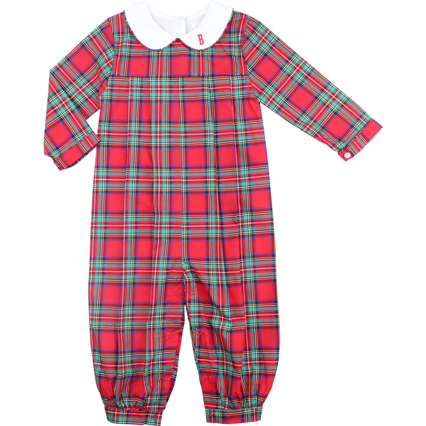 Red Christmas Plaid Long Romper