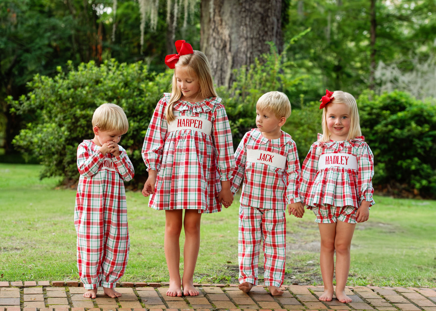 Holiday Plaid Custom Smocked Long Romper