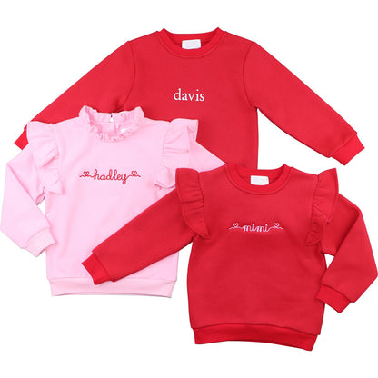 Pink Ruffled Sweatshirt