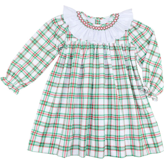 Plaid Corduroy Smocked Dress