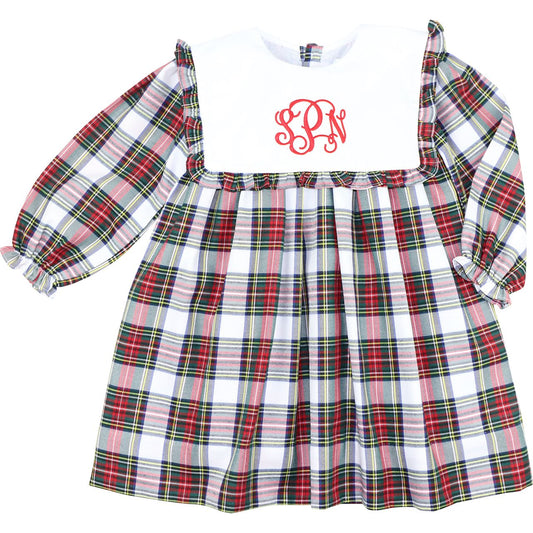 Green And Red Plaid Ruffle Dress