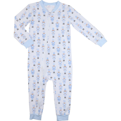 Baby onesie with teddy bear pattern on a white background