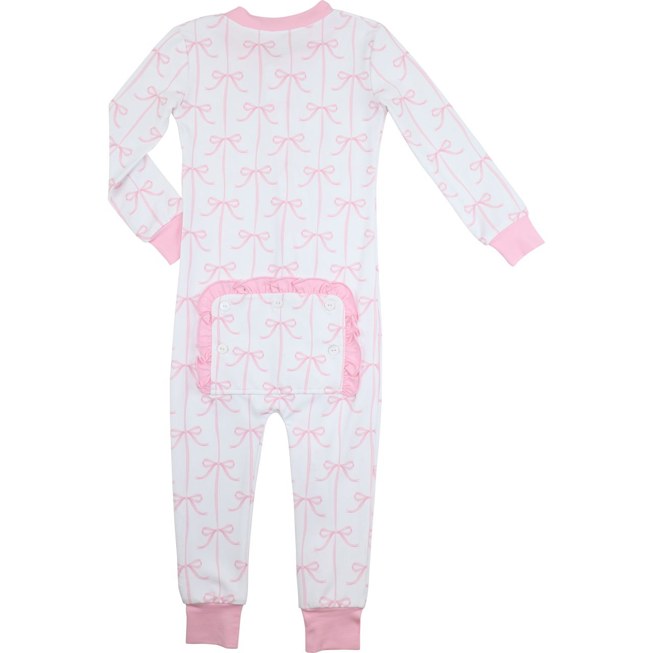Back of Pink Bow Knit Zipper Pajamas