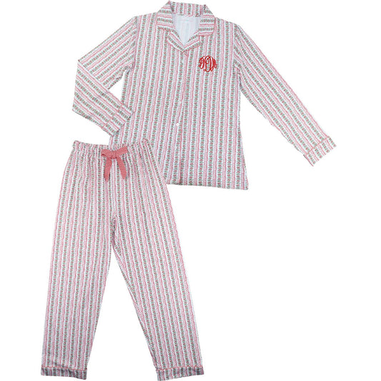 Women's Red And Green Holiday Garland Pajamas