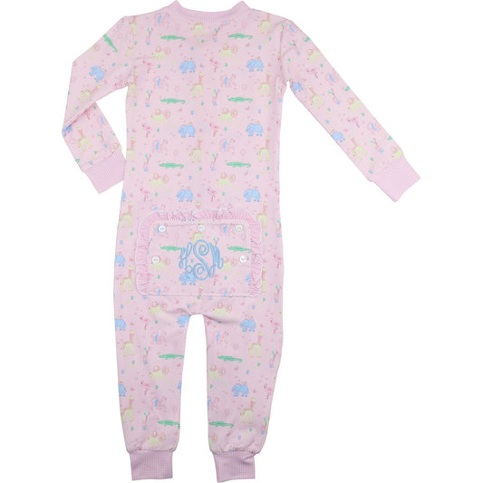 Birthday Party Animals Knit Zipper Pajamas