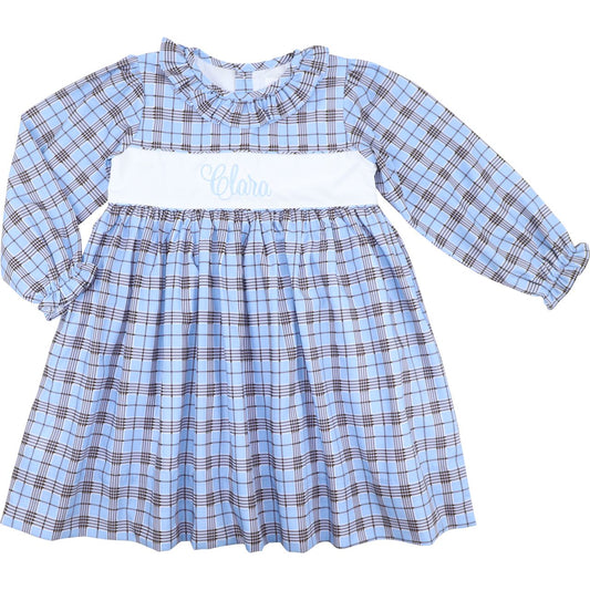 Blue And Brown Plaid Dress