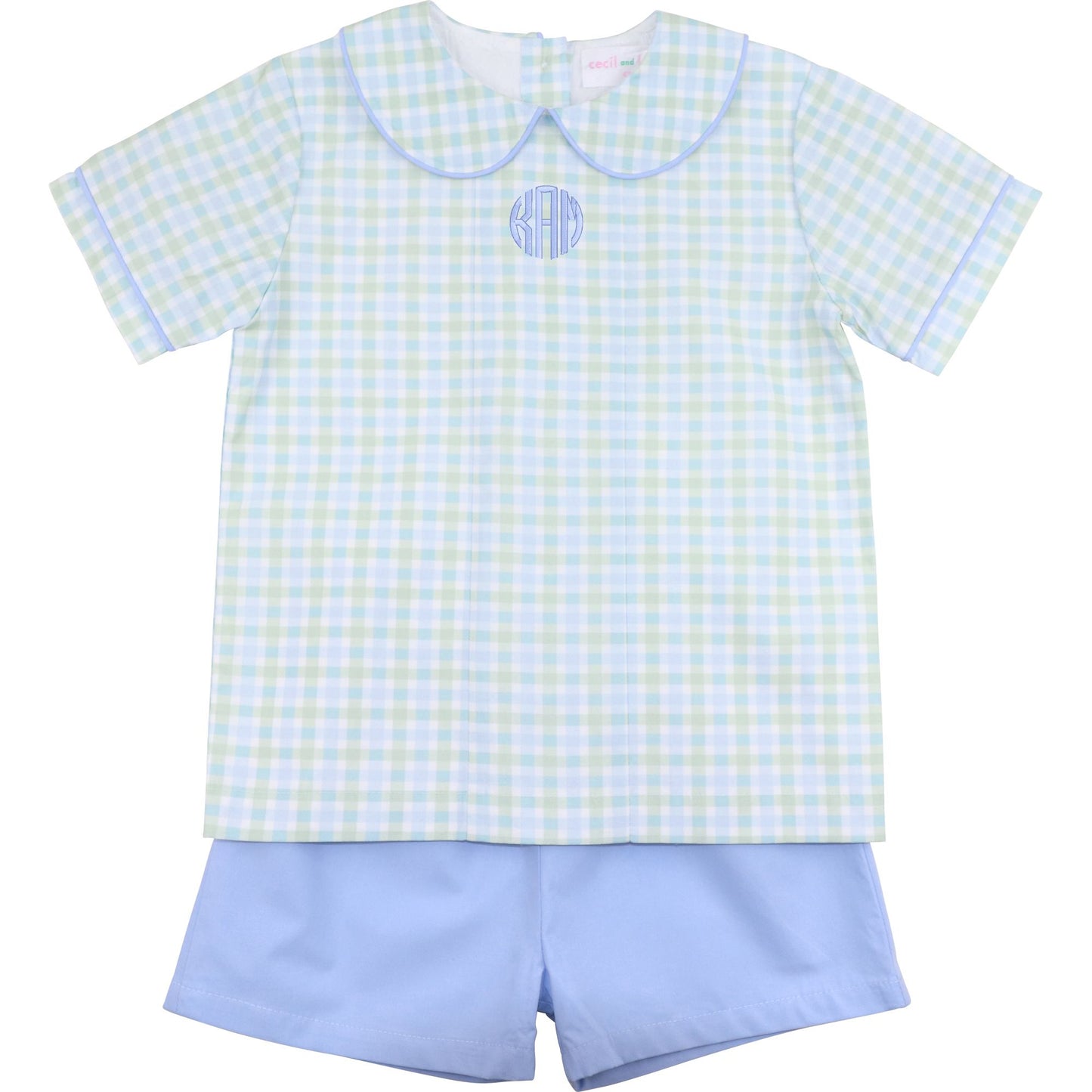 Blue And Green Check Short Set