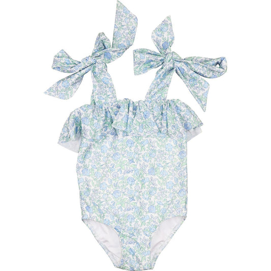 Blue And Green Floral Swimsuit