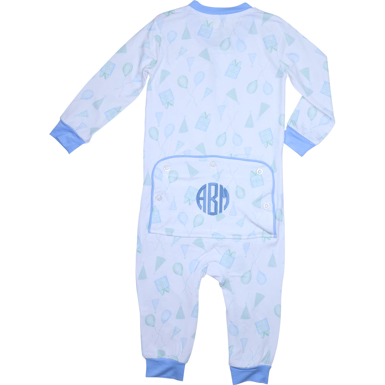 Blue And Green Knit Birthday Zipper Pajamas2