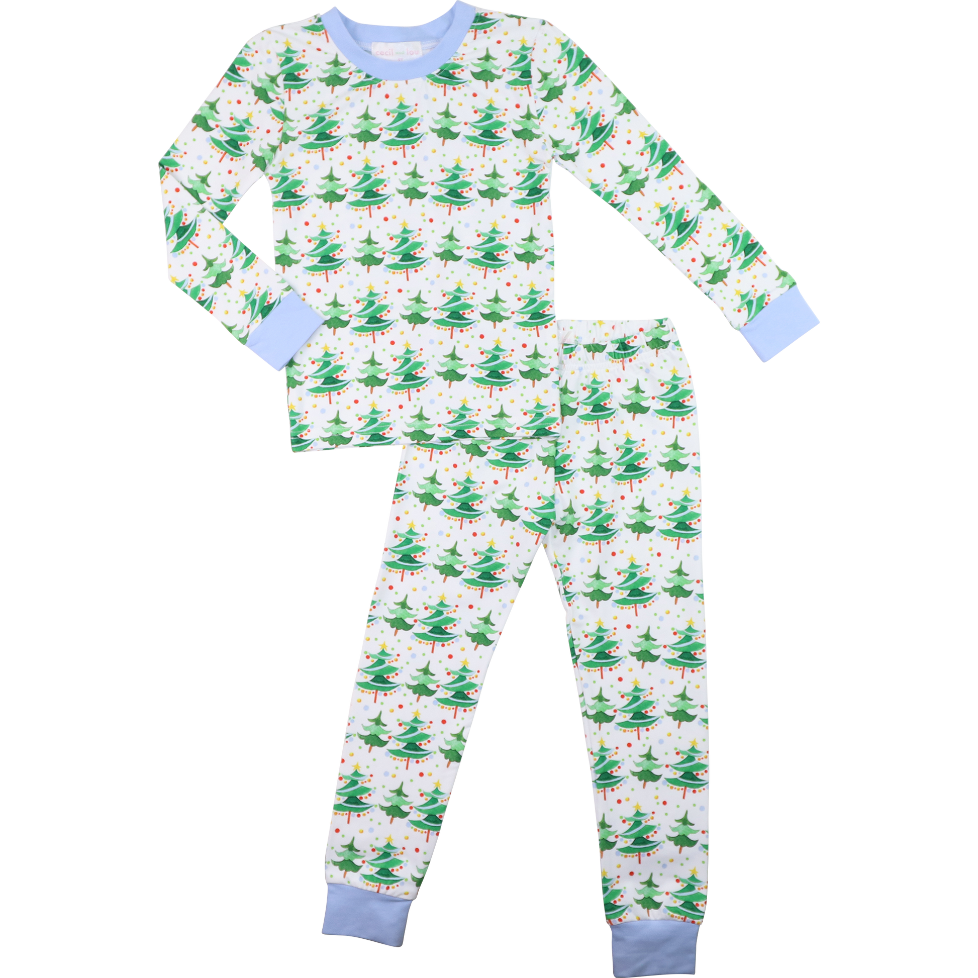 Blue And Green Knit Christmas Tree Pajamas