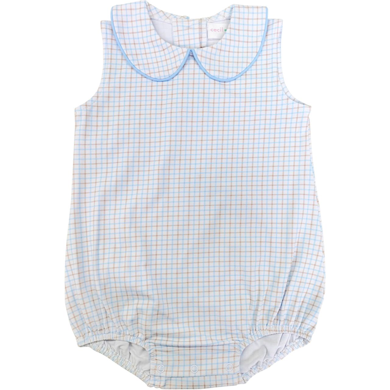 Blue And Khaki Windowpane Knit Bubble