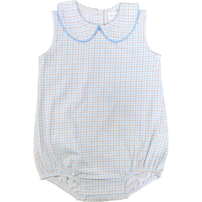 Blue And Khaki Windowpane Knit Bubble