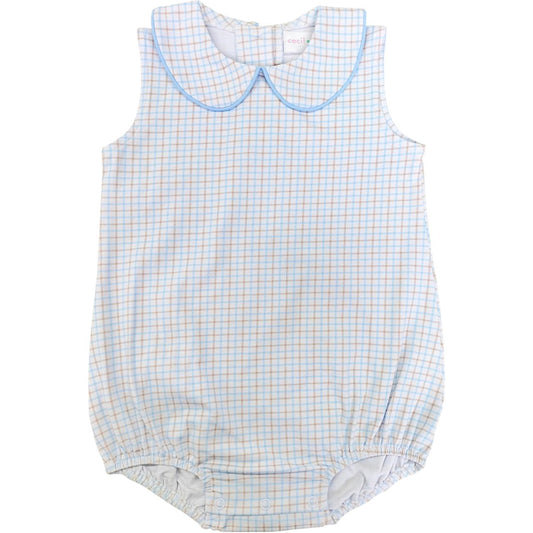 Blue And Khaki Windowpane Knit Bubble