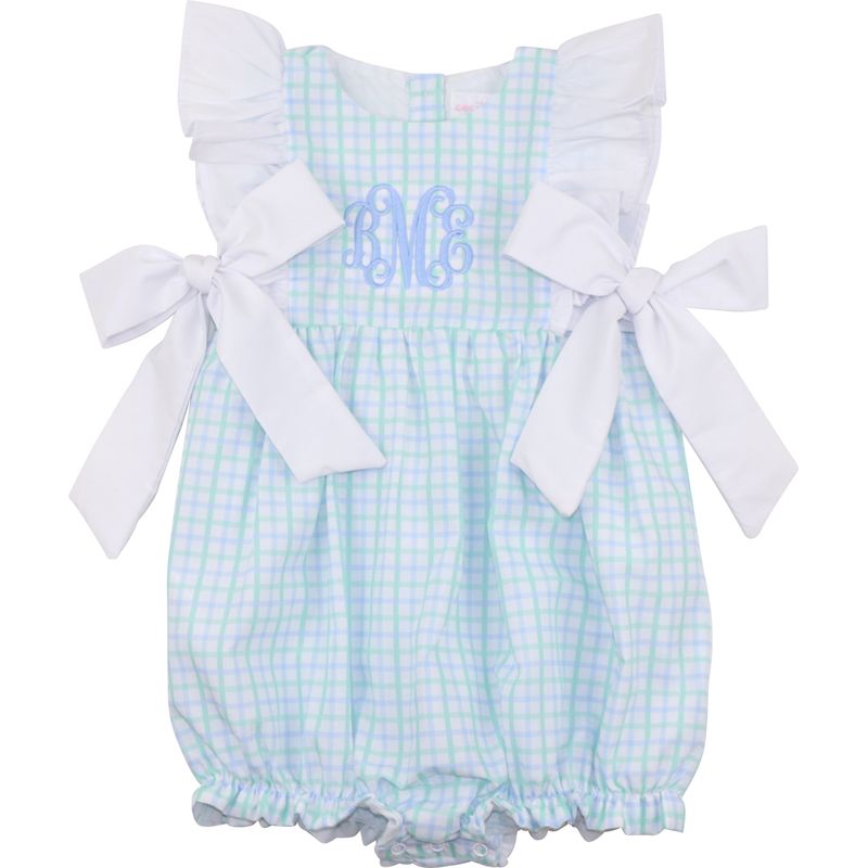 Blue And Mint Windowpane Bow Bubble