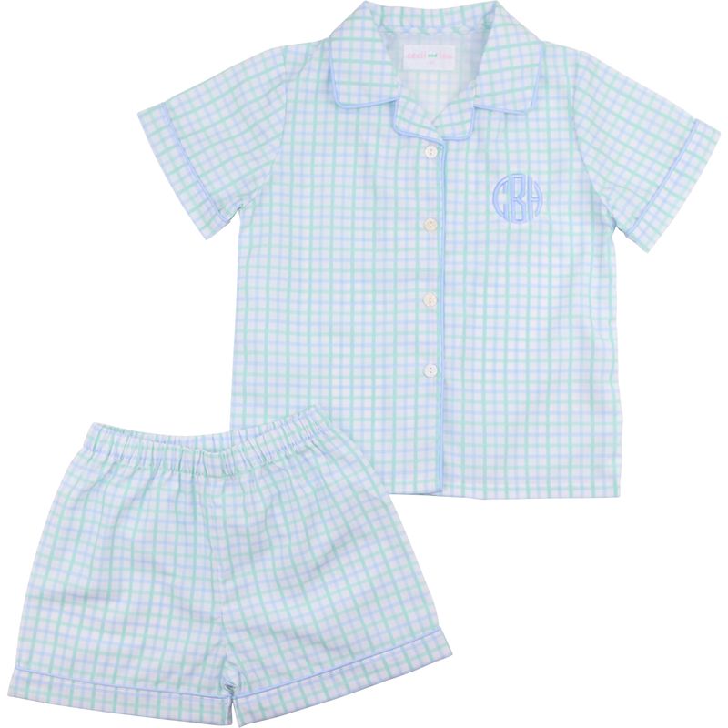 Blue And Mint Windowpane Pajamas