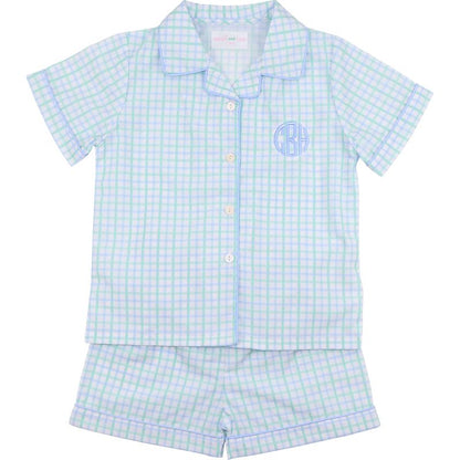 Blue And Mint Windowpane Pajamas