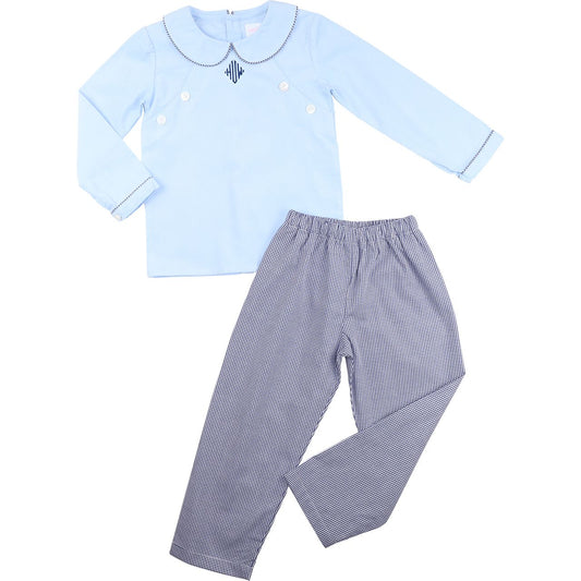 Blue And Navy Pant Set