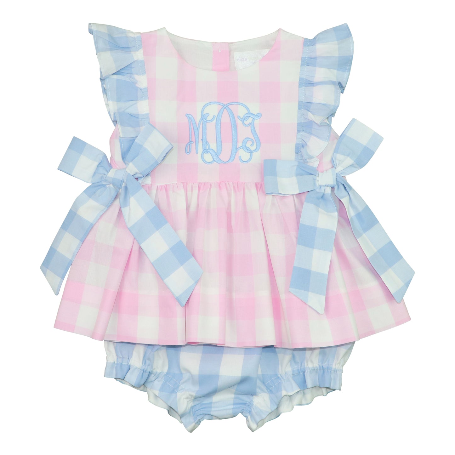 Blue And Pink Buffalo Check Diaper Set