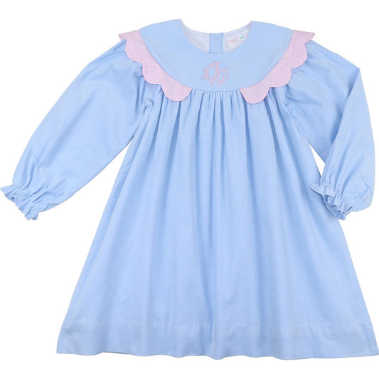 Blue And Pink Corduroy Dress