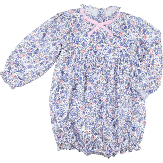 Blue And Pink Floral Corduroy Bubble