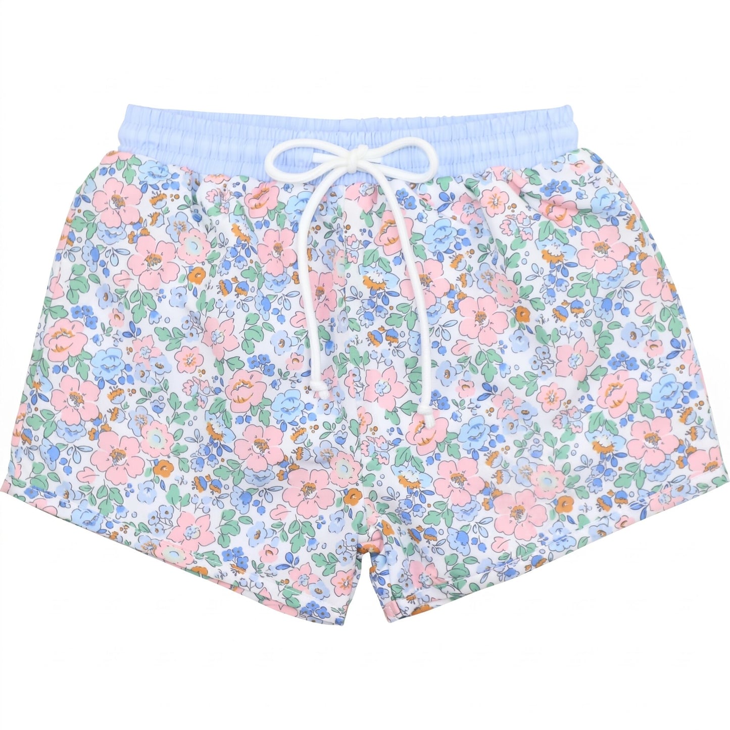Blue And Pink Floral Swim Trunks