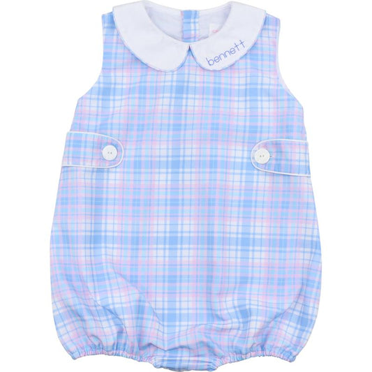 Blue And Pink Plaid Bubble