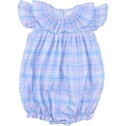 Blue And Pink Plaid Ruffle Bubble