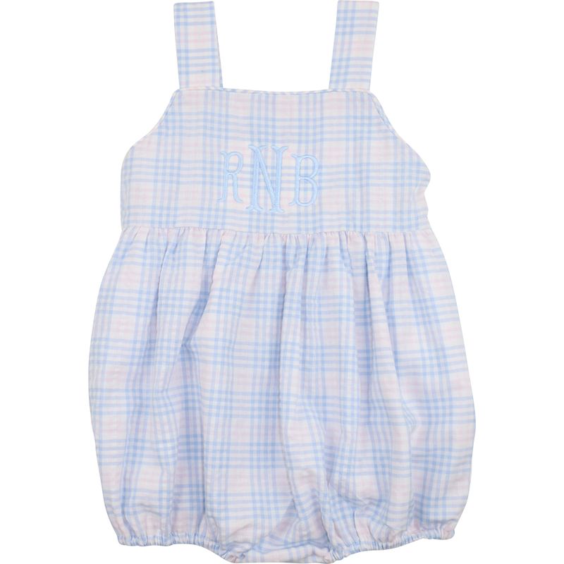 Blue And Pink Plaid Seersucker Bubble