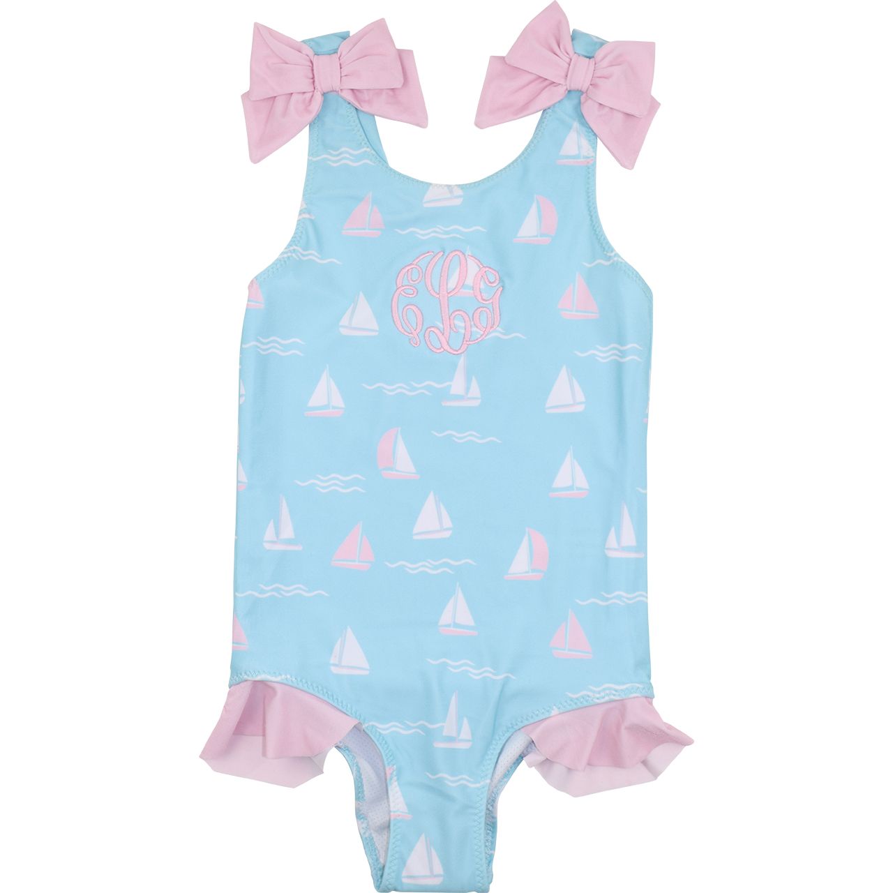Blue And Pink Sailboat Swimsuit