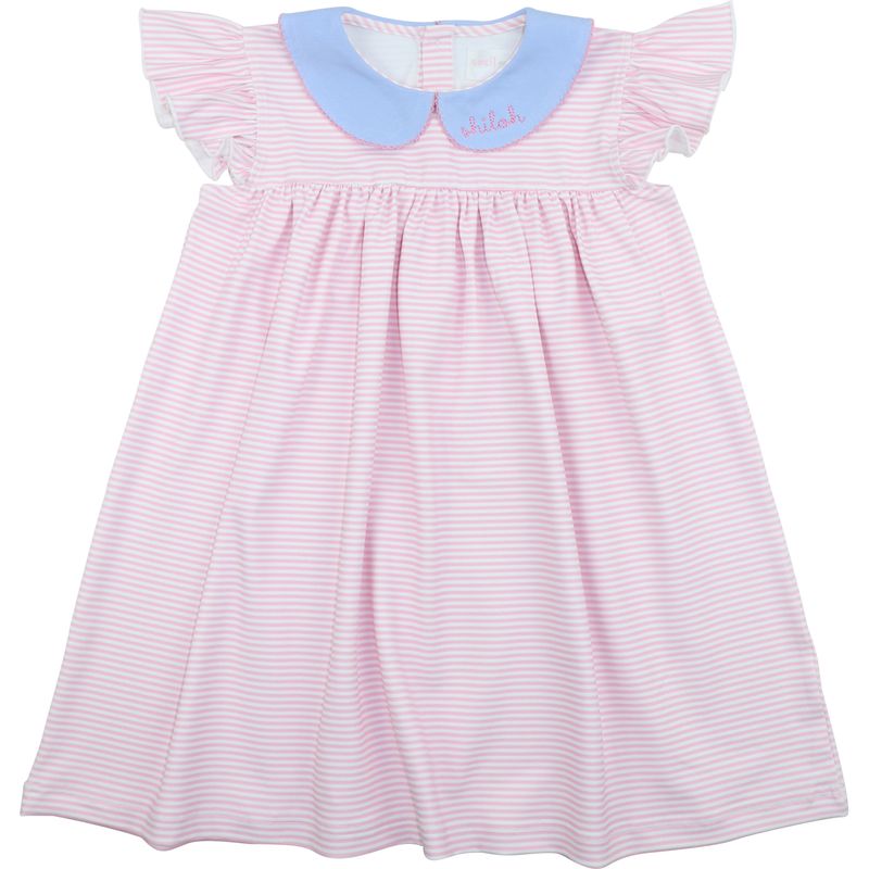 Blue And Pink Striped Knit Dress